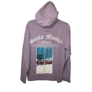 Santa Monica Mens Hoodie Size M Purple Purple Graphic Denim & Flower Ricky Singh
